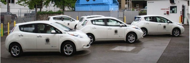 Nissan Leaf electric cars used by Seattle traffic enforcement department.