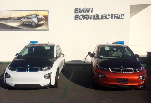 2015 BMW i3 REx charging at Crevier BMW, Santa Ana, California [photo: Jeff Pantukhoff]