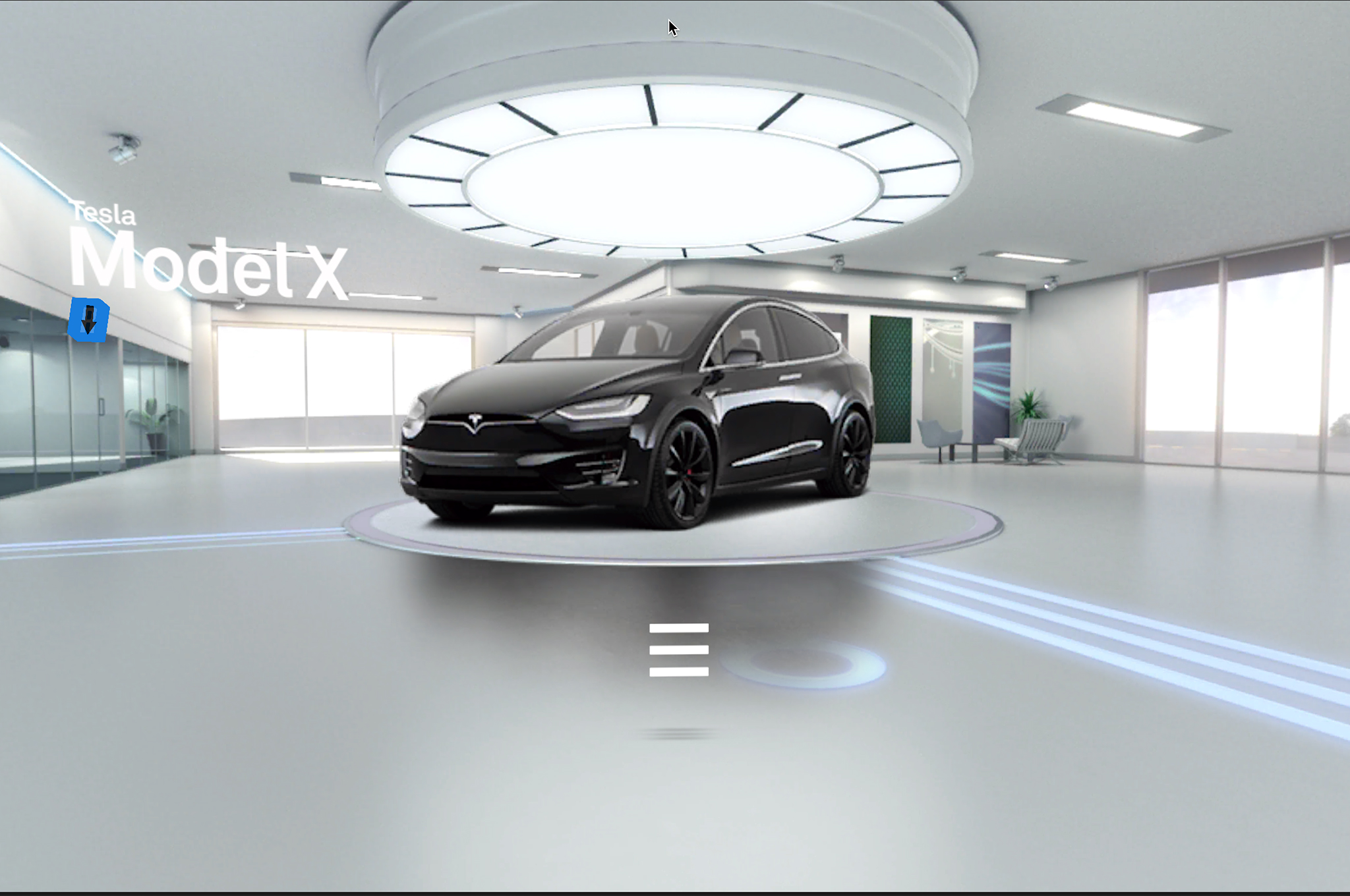 EVOX images virtual reality Tesla Model X showroom