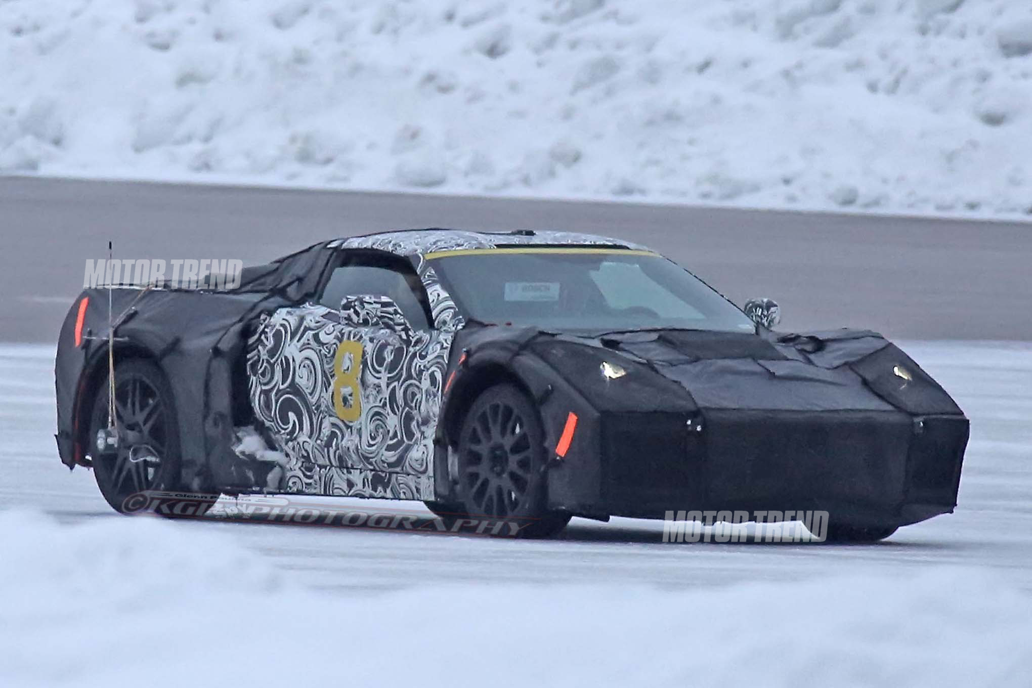 Mid Engine Chevrolet Corvette testing with ZR1 front three quarter 05