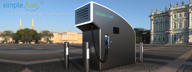 SimpleFuel prototype hydrogen fuel dispensing unit for home or business use